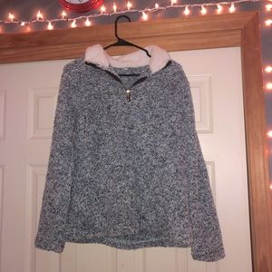 Blue and white fleece jacket